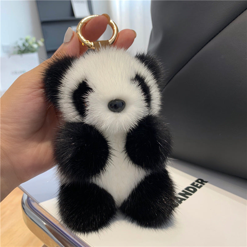 Cute Faux Mink Panda Keychain Plush Toy Accessory