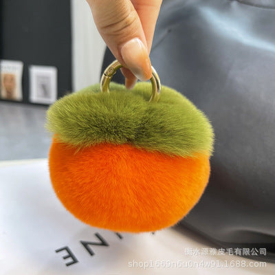 Cute Otter Rabbit Fur Persimmon Keychain Plush Toy Gift