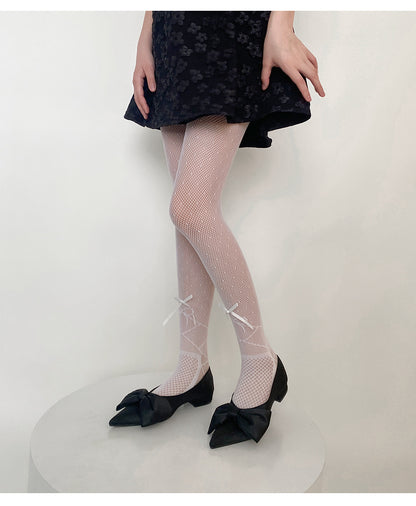 Japanese Y2K Ballet Style Ribbon Bow Lace Mesh Socks Pantyhose