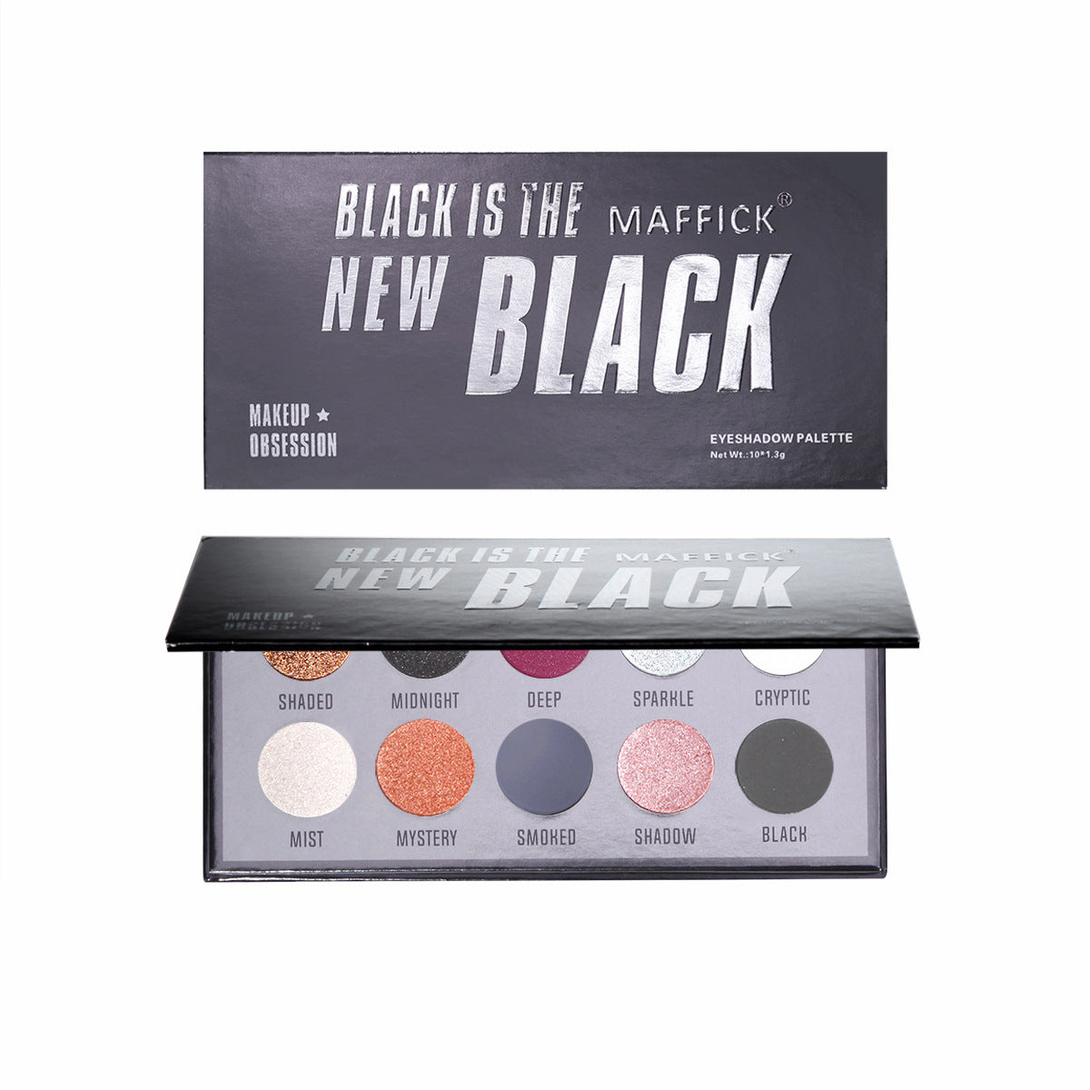 10-Color Matte & Shimmer Eye Shadow Palette - Black Smokey