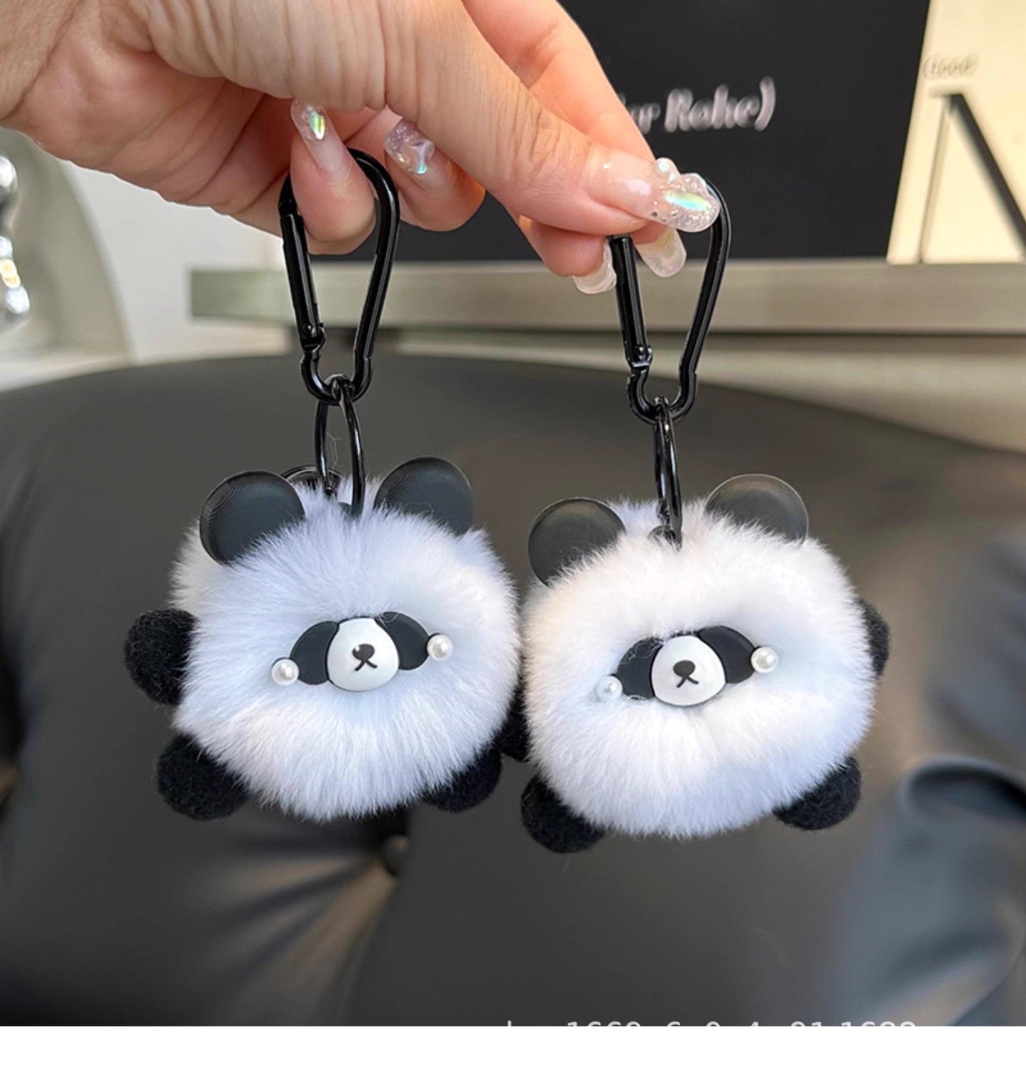 Cute Pom Pom Panda Keychain Fuzzy Toy Charm