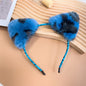 Cute Real Rabbit Fur Cat Ear Headband - Leopard Print