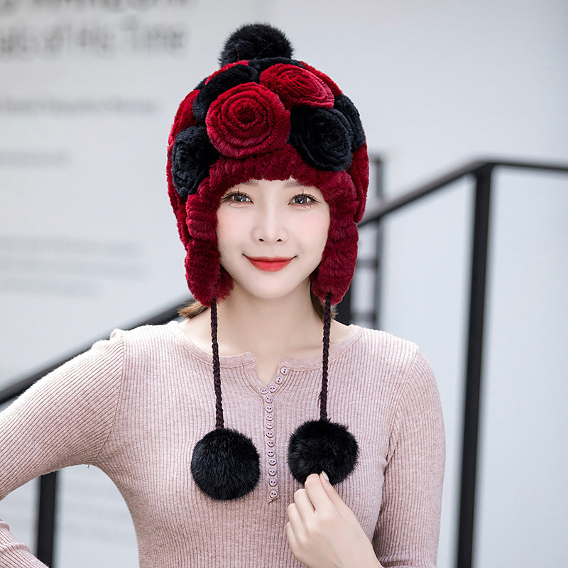 Winter Real Rabbit Fur Ear Flap Hat - Stylish & Warm