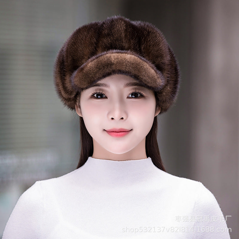 Winter Mink Fur Beret - Stylish & Warm