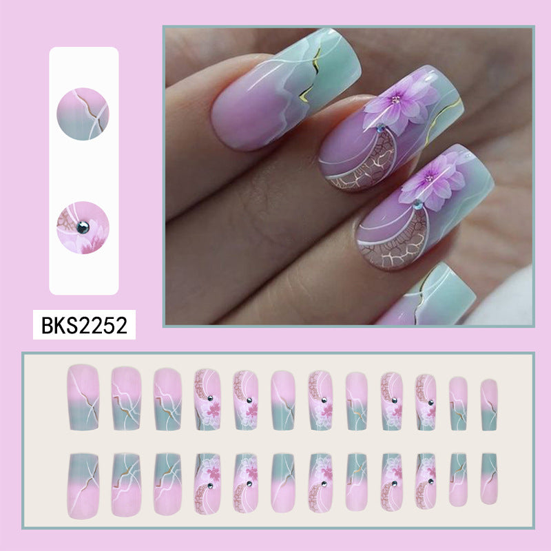 New FashionOmbre Flower Square Nails - Pre-Made, Stylish, and Glamorous-homeunderwear