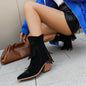 Embroidered Suede Ankle Tassel Accents and Contrast Colors Boots-Homeunderwear