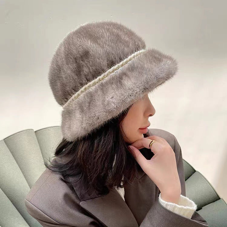 Warm Mink Fur Bucket Hat - Ear Flap Design