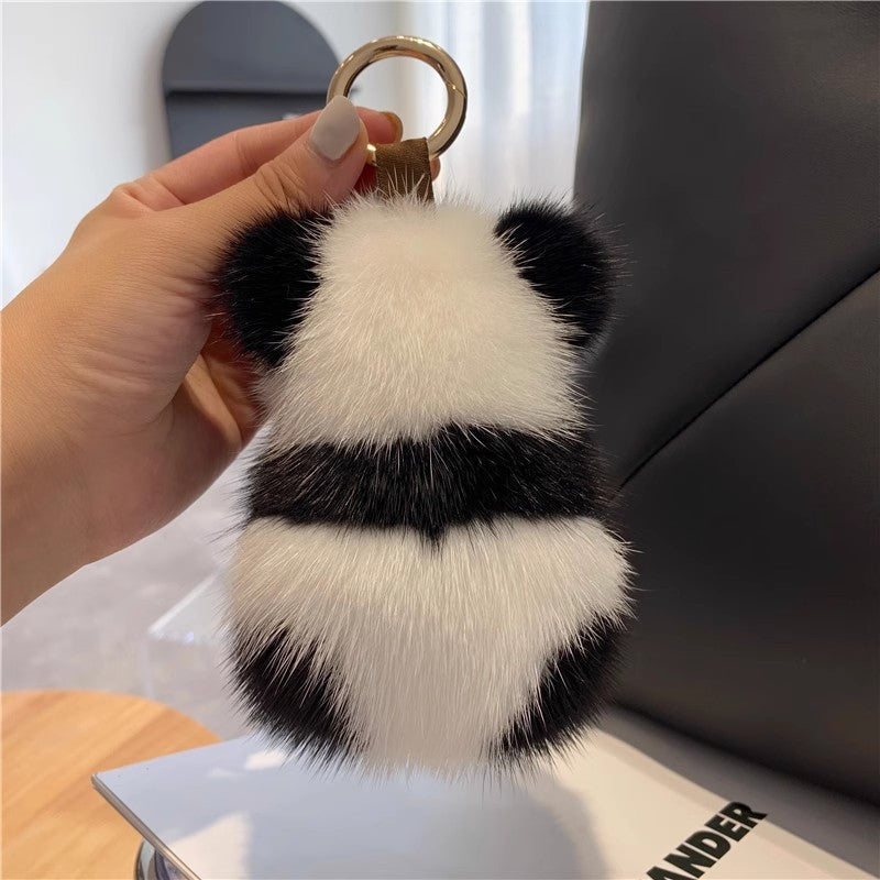 Cute Faux Mink Panda Keychain Plush Toy Accessory