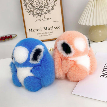 Cute Real Rabbit Fur Stitch Keychain - Accessory