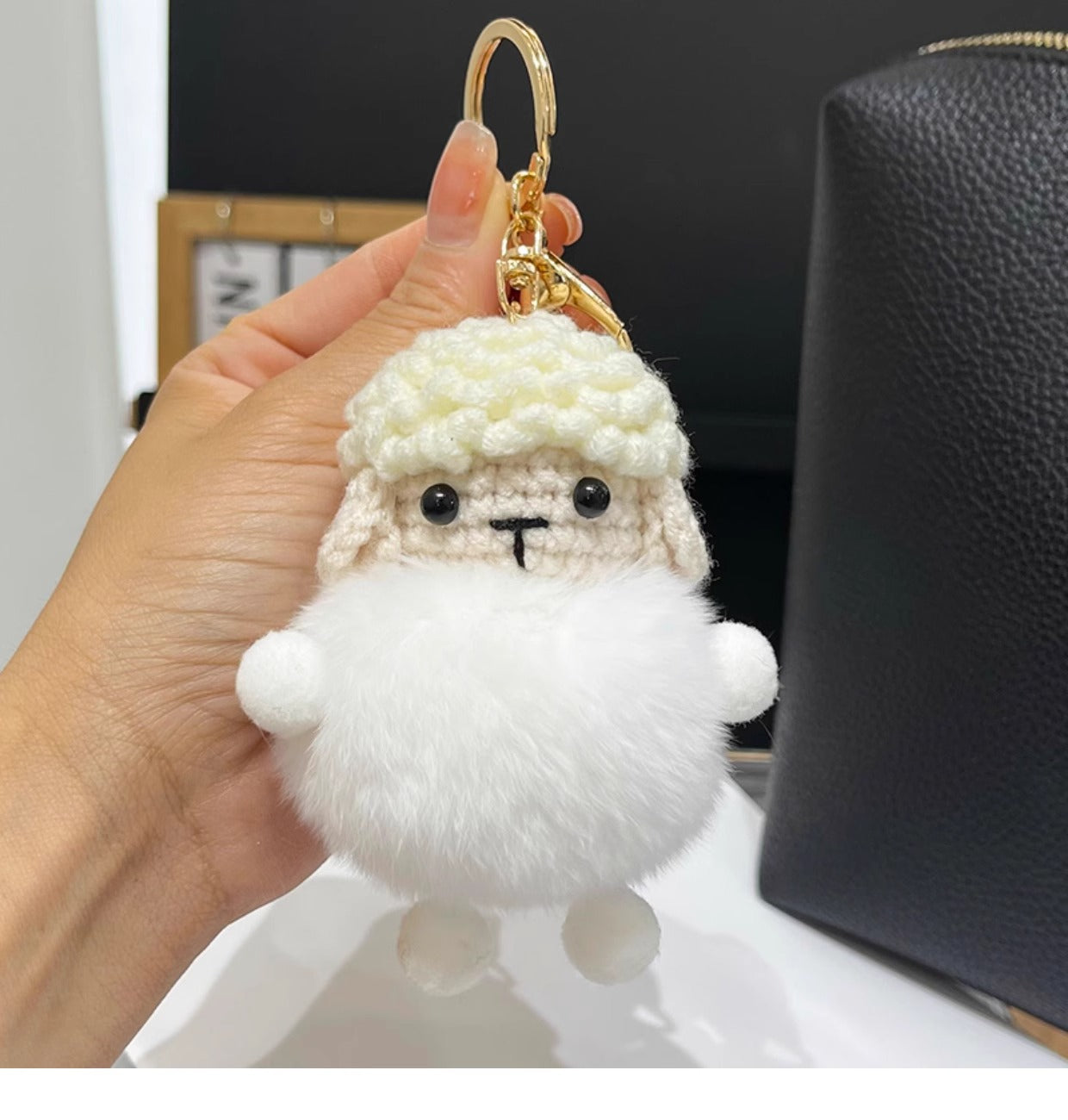 Cute Real Rabbit Fur Lamb Keychain - Backpack Accessory