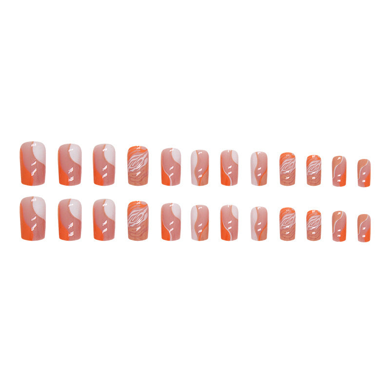 New Fashion  European Square Orange Hill Pattern Nails Irregular Wave-Homeunderwear