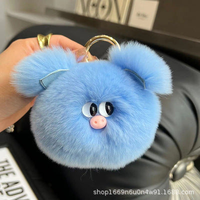 Cute Rabbit Fur Pig Keychain Plush Toy