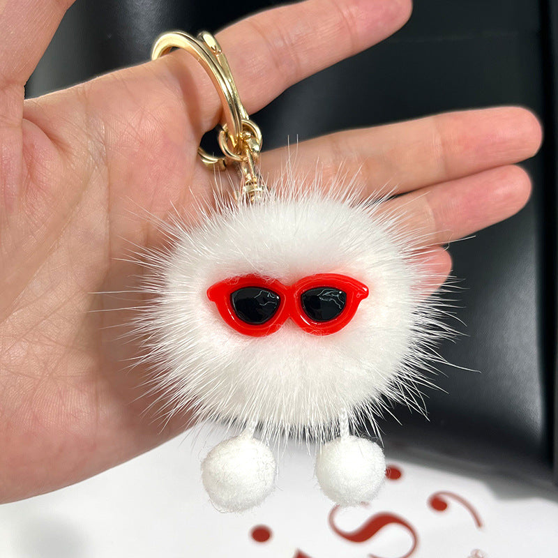 Cute Mink Fur Coal Ball Keychain - Trendy Toy Charm