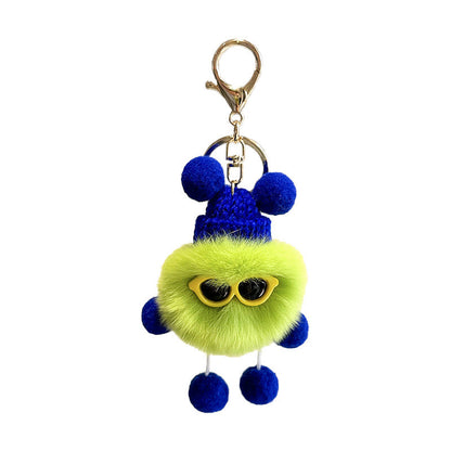 Cute Fuzzy Bead Keychain - 12cm Carabiner Toy