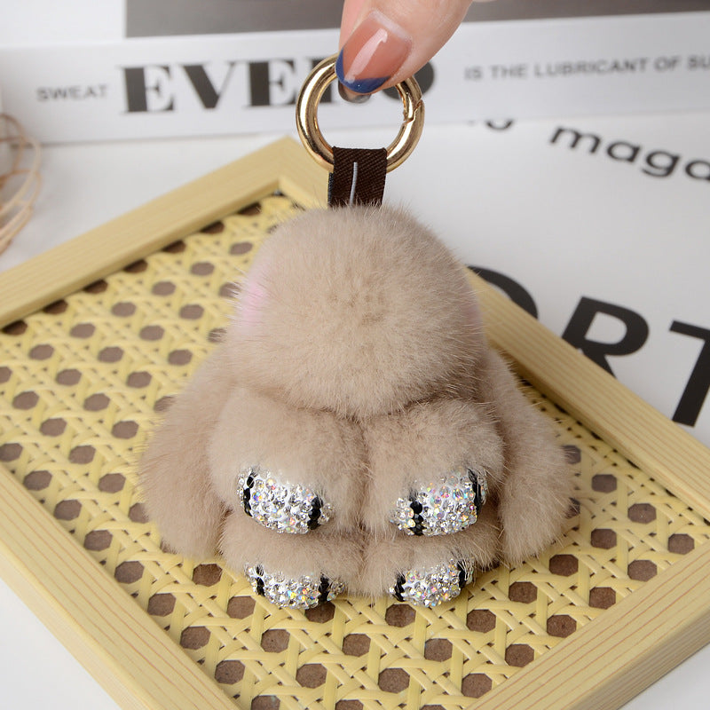 Cute Mini Faux Fur Bunny Charm - Keychain & Bag Accessory