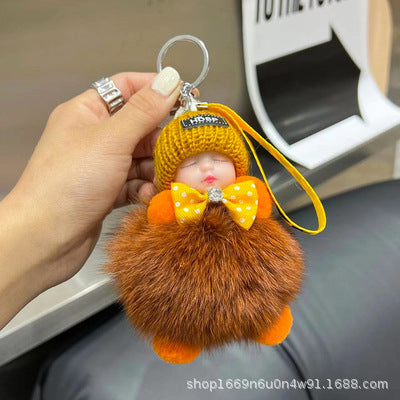 Foxy Sleepy Charm - 10cm Fluffy Keychain Decor