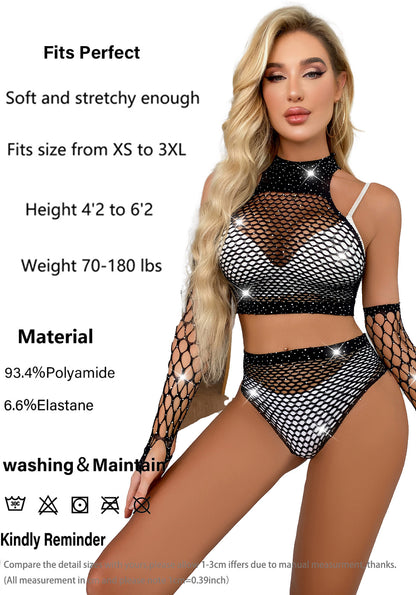 Sexy Ins Hot Diamond Bikini Gypsy with Sleeves Three-piece Sex Lingerie