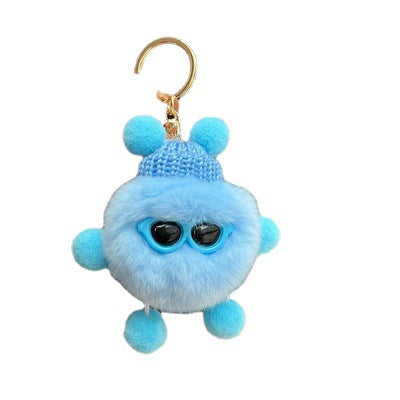 Real Rabbit Fur Cute Otter Ball Keychain