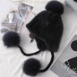 Stylish Mink Fur Hat with Fox Pom Pom