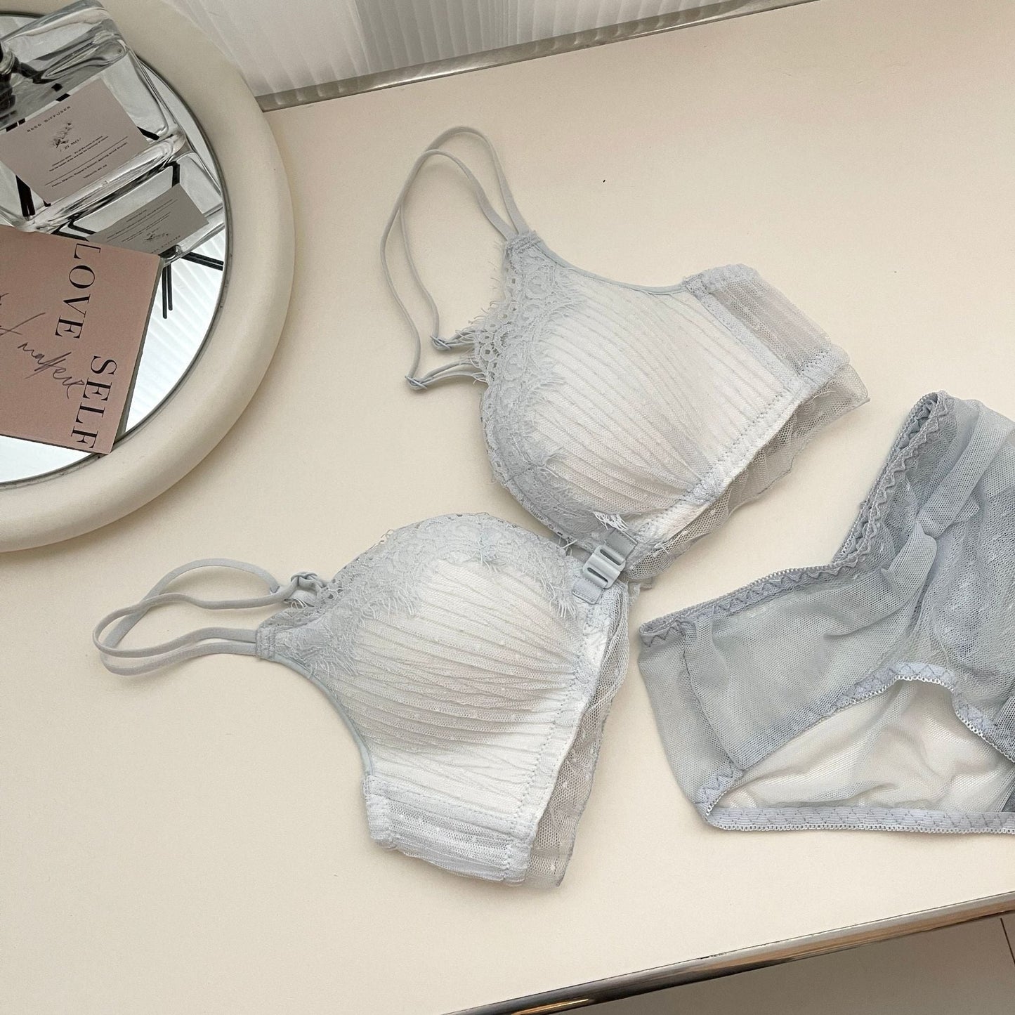 White Open Cup Gather Push-up Bras