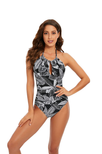 2025 New European and American Sexy Printed Halterneck Swimsuit