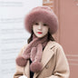 Winter Real Rabbit Fur Hat & Scarf Set - Stylish & Warm