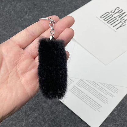 Cute Mini Real Mink Fur Tail Keychain Car Accessory