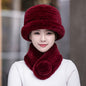 Winter Real Rabbit Fur Knit Hat & Scarf Set