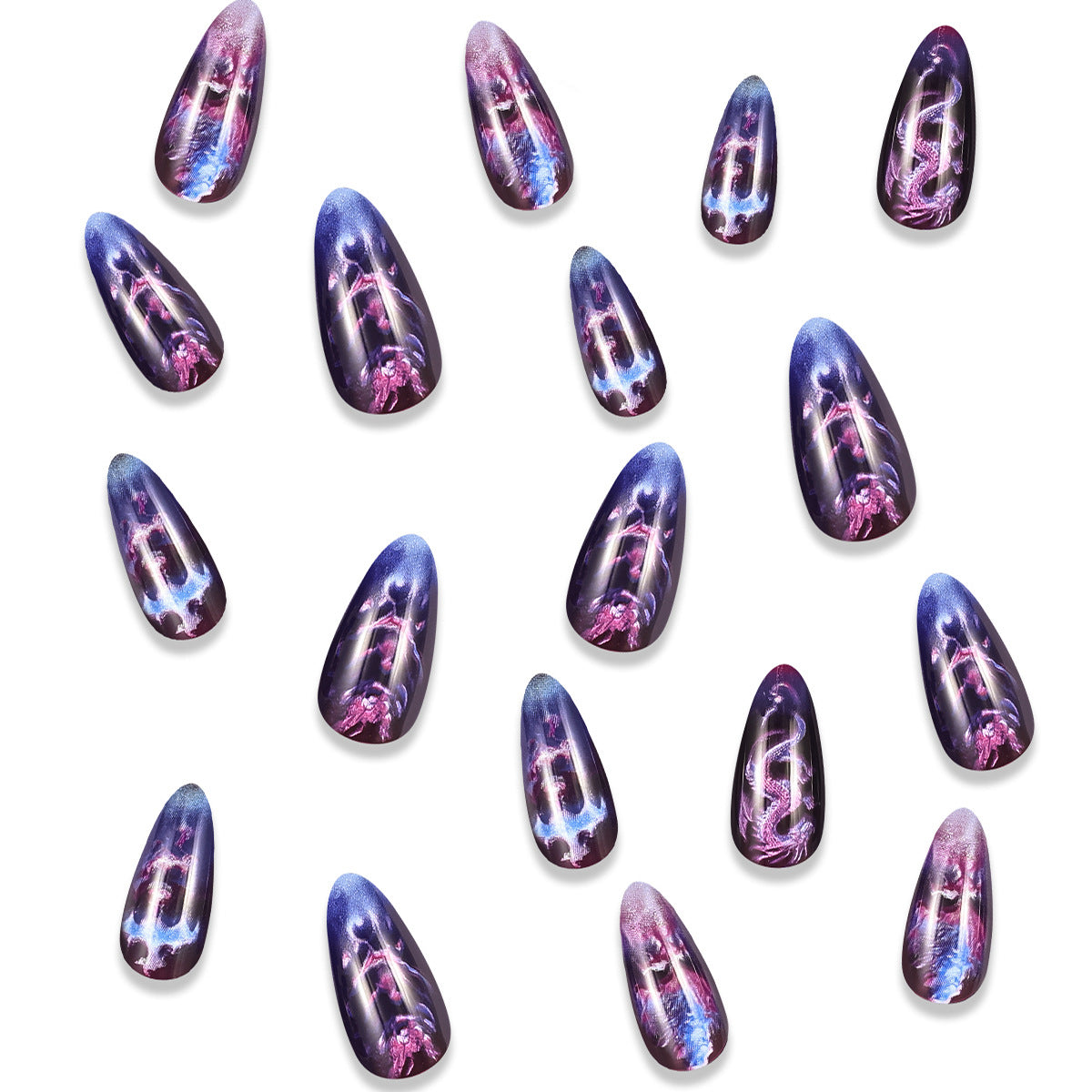 New FashionINS Style Gradient Dragon Pattern Nail Tips-homeunderwear