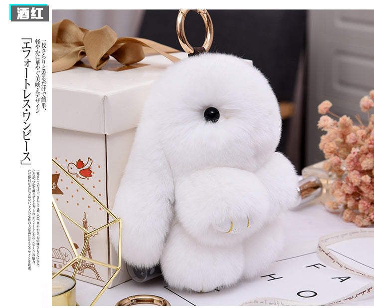 Cute Real Rabbit Fur Bunny Keychain - Mini Bag Charm