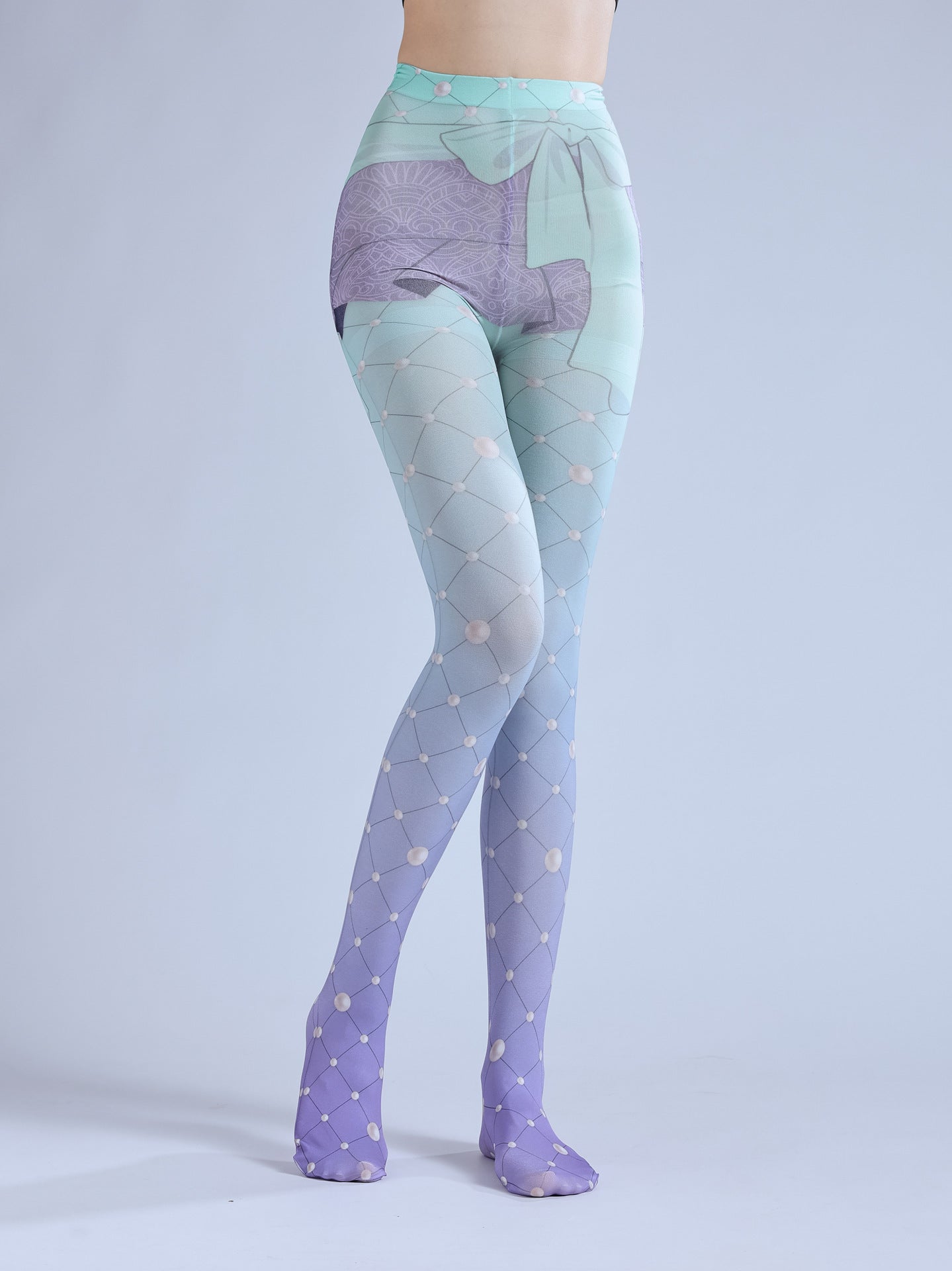 Purple Gradual Change Lolita Stockings Mesh Pantyhose