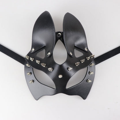 Riveted Cat Ear Leather Eye Mask