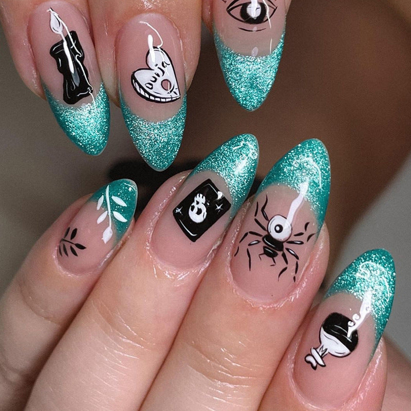 Sweet and Cool Aurora French Almond Nails for Halloween