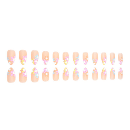 Pointed Flower Nail Extensions, Multi-color Digital Print