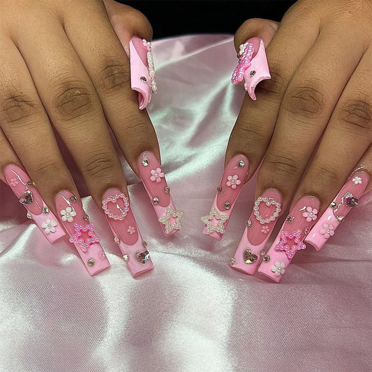 Ultra Long Water Pipe Barbie Pink Nails