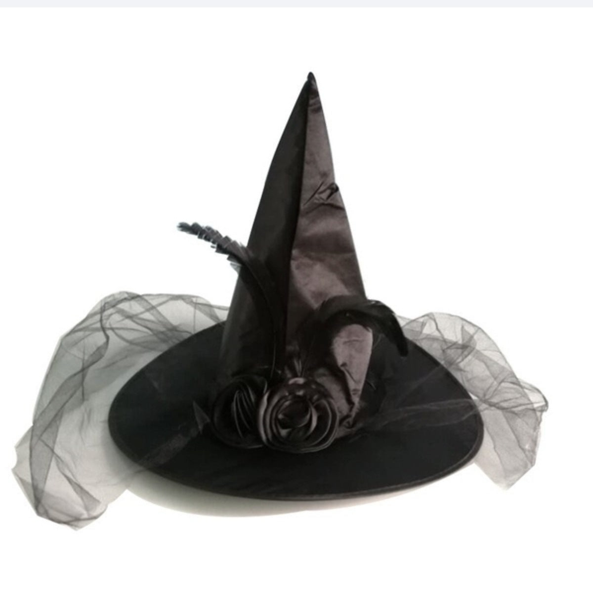 Halloween Rose Mesh Witch Hat