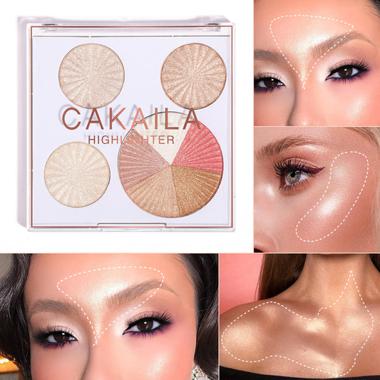 8-Color Baked Highlighter and Contour Powder Palette-Homeunderwear