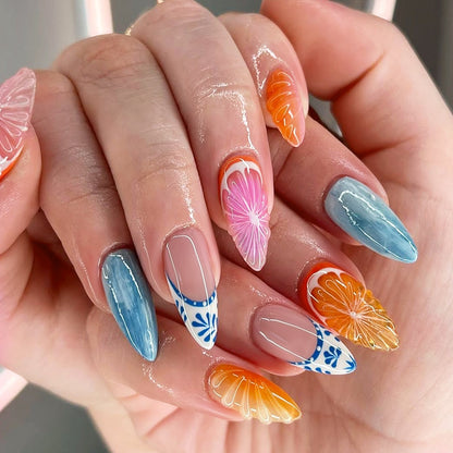 Summer Handmade 3D Ocean Orange Fruit Nails