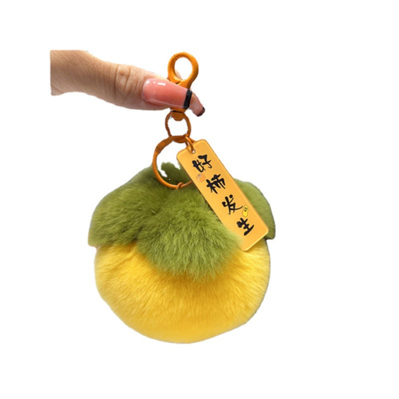 Cute Otter Rabbit Fur Persimmon Keychain Plush Toy Gift