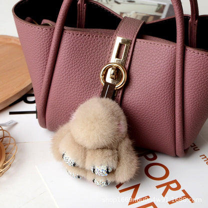 Cute Real Mink Bunny Keychain Plush Bag Charm