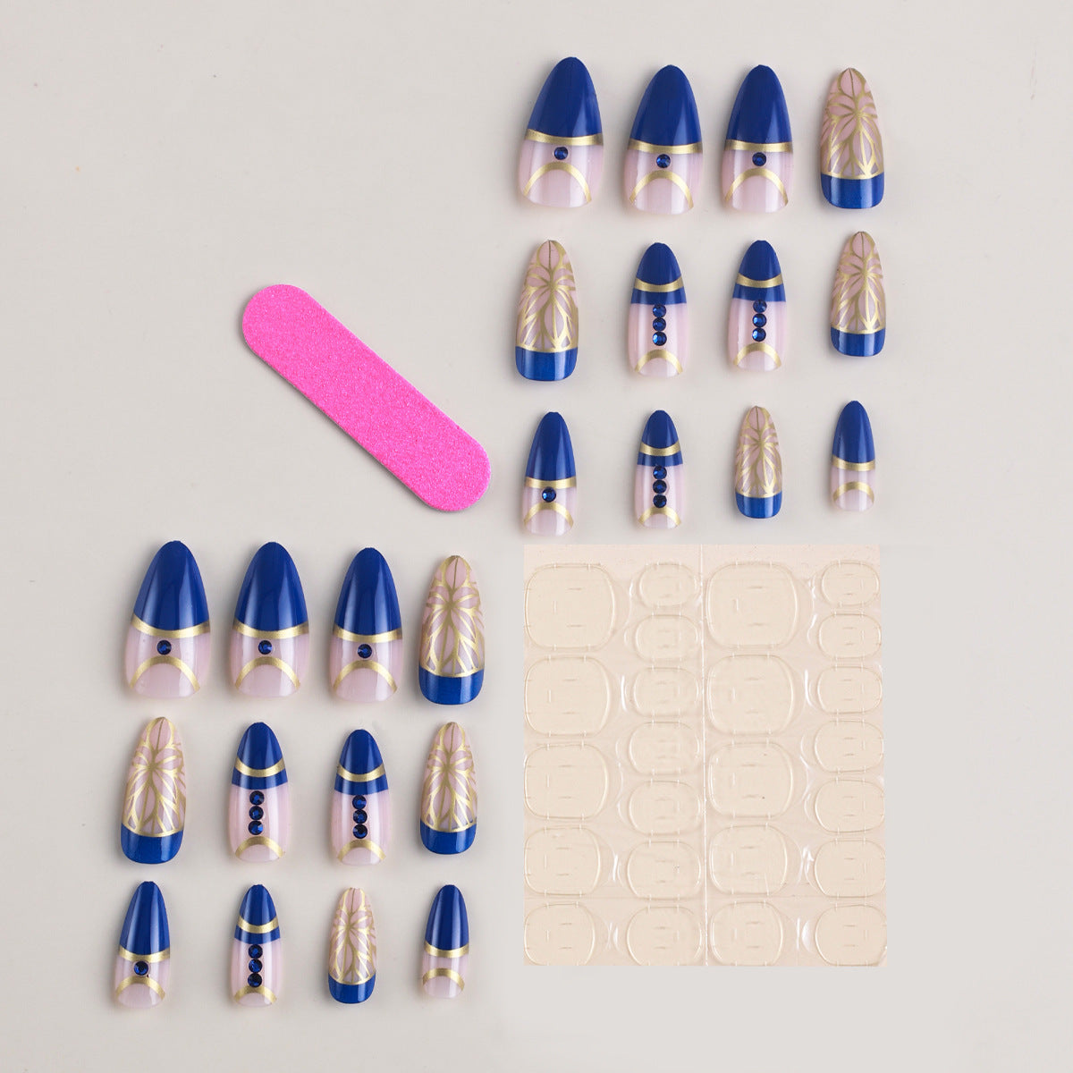 New FashionRoyal Blue Almond French Tip Nail Tips