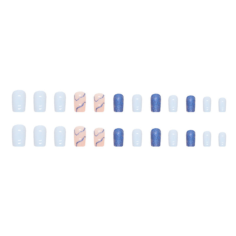 Summer Fresh Light Blue Medium Long Euro Fake Nails-Homeunderwear