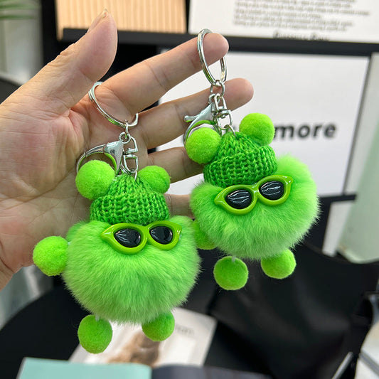 Cute Fuzzy Coal Ball Keychain - 10cm Plush Toy