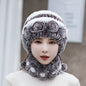 Winter Real Rabbit Fur Hat & Neck Warmer Set - Stylish & Warm