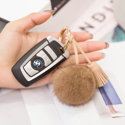 Mink Fur Mini Pom Pom Keychain & Bag Charm