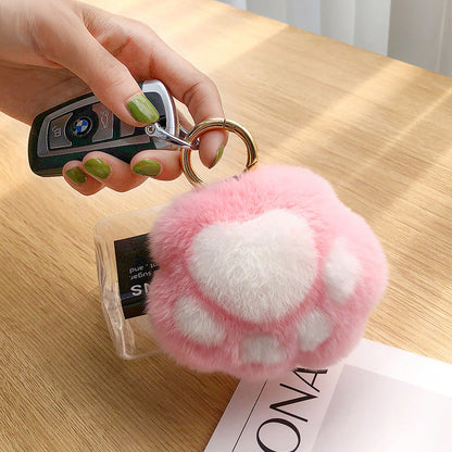 Cute Real Rabbit Fur Tiger Claw Keychain