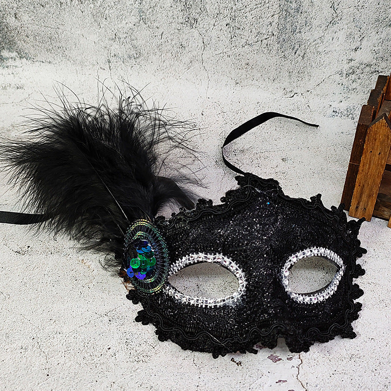 Feather Side Hat Ball Eye Mask