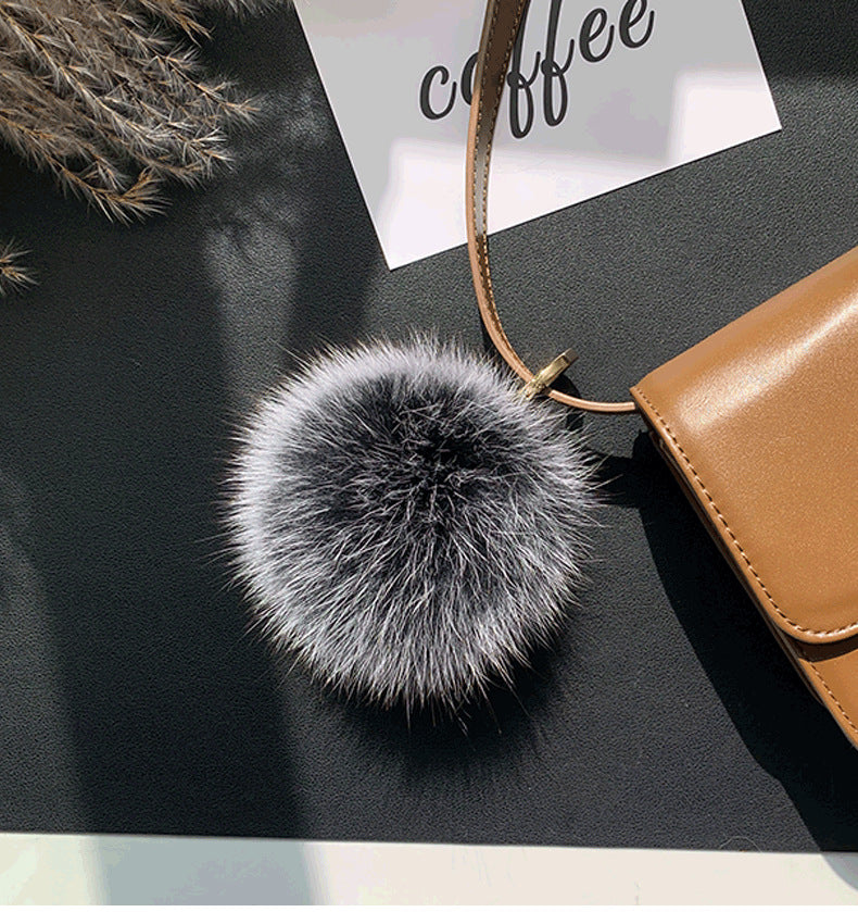 Fox Fur Pom Pom Keychain & Car Charm - Small Size