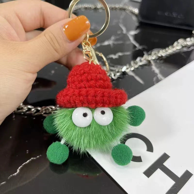 Cute Fuzzy Coal Ball Charm - Keychain & Bag Accessory