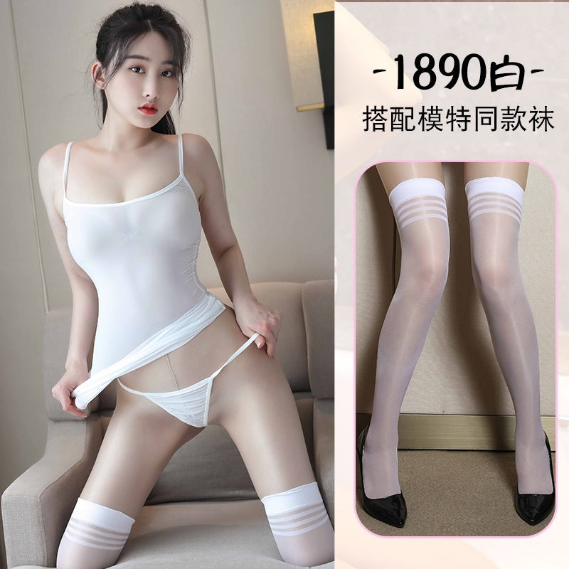 Sexy Ice Silk Transparent Thong Cover Nightdress